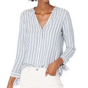 Button-up J Crew striped shirt with sleeve ties